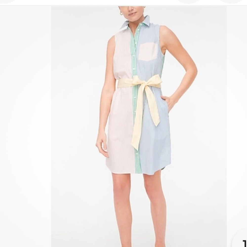 J. Crew NEW Multi Color Striped Preppy Spring Sundress Button Front Size 10